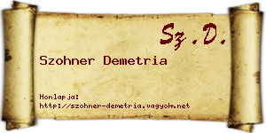 Szohner Demetria névjegykártya